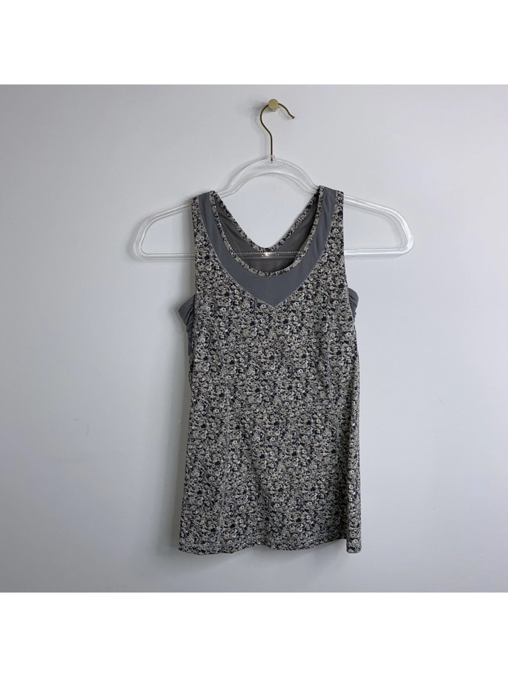 Lululemon Tone It Tank Petite Fleur Silver Ambient Grey Sz 4 XS Gym Run Yoga